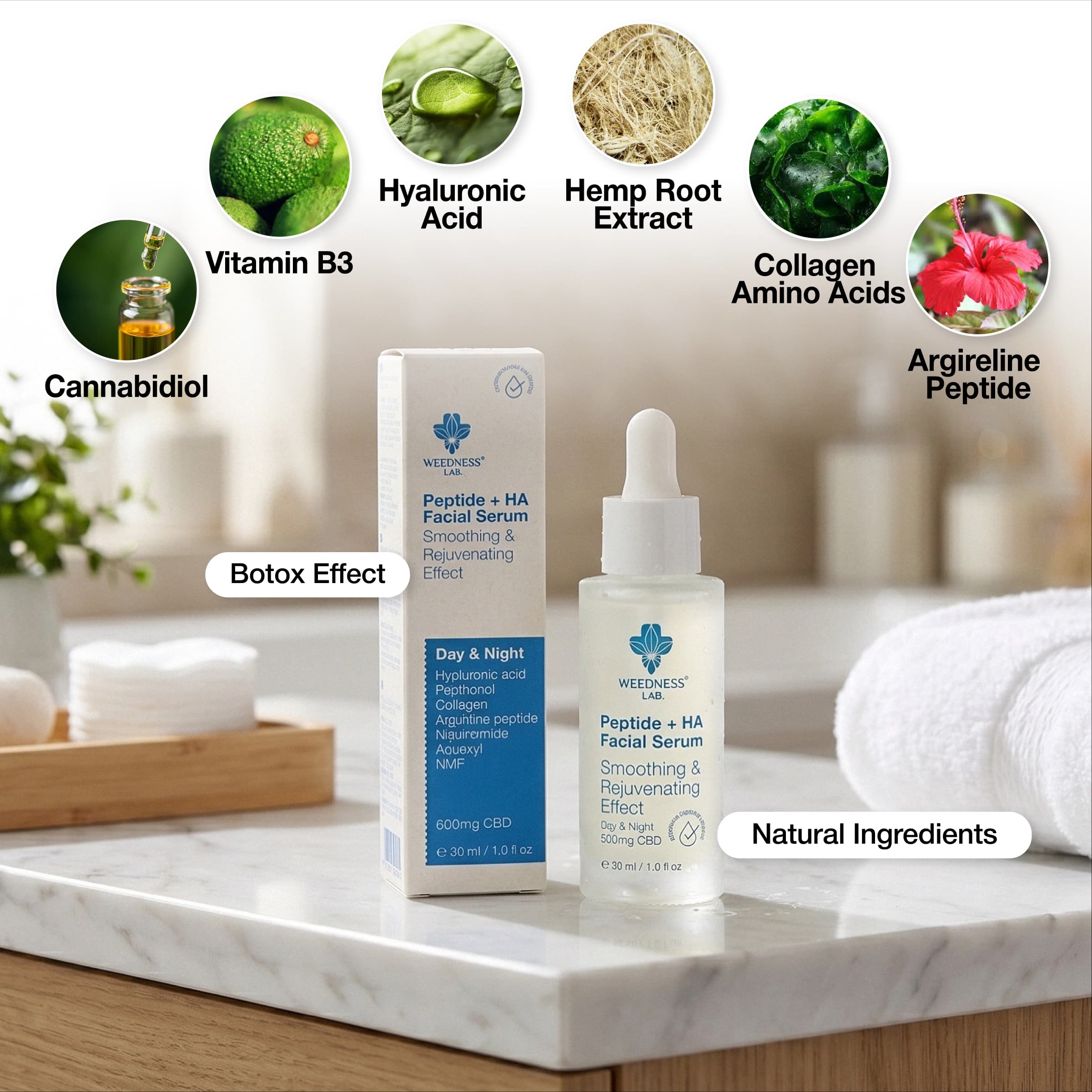 Siero Viso CBD con Peptidi + Acido Ialuronico