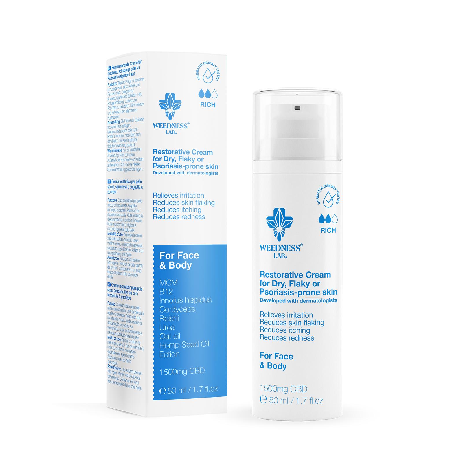 Crema CBD Riparatrice per pelle secca, desquamata e a tendenza psoriasica